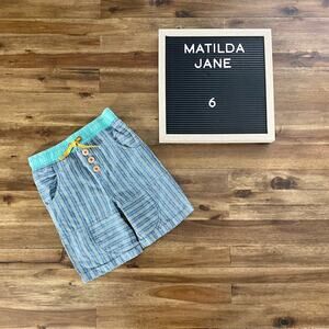 NEW Matilda Jane Brilliant Daydream Coast To Coast Short Blue Cotton Linen 6